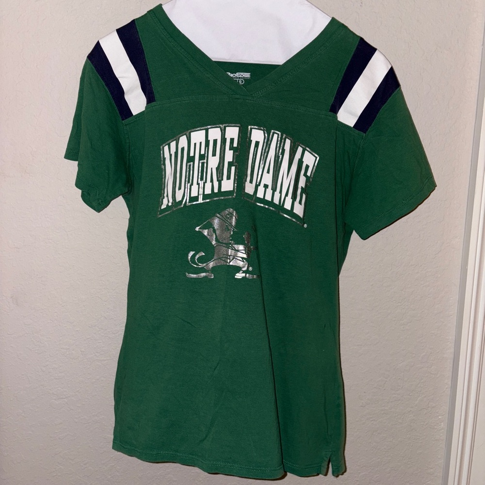Pro Edge Notre Dame Green and White Womens Tee